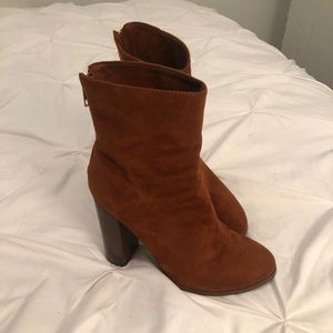 Brown Suede Boots w/ Gold Zipper Detail